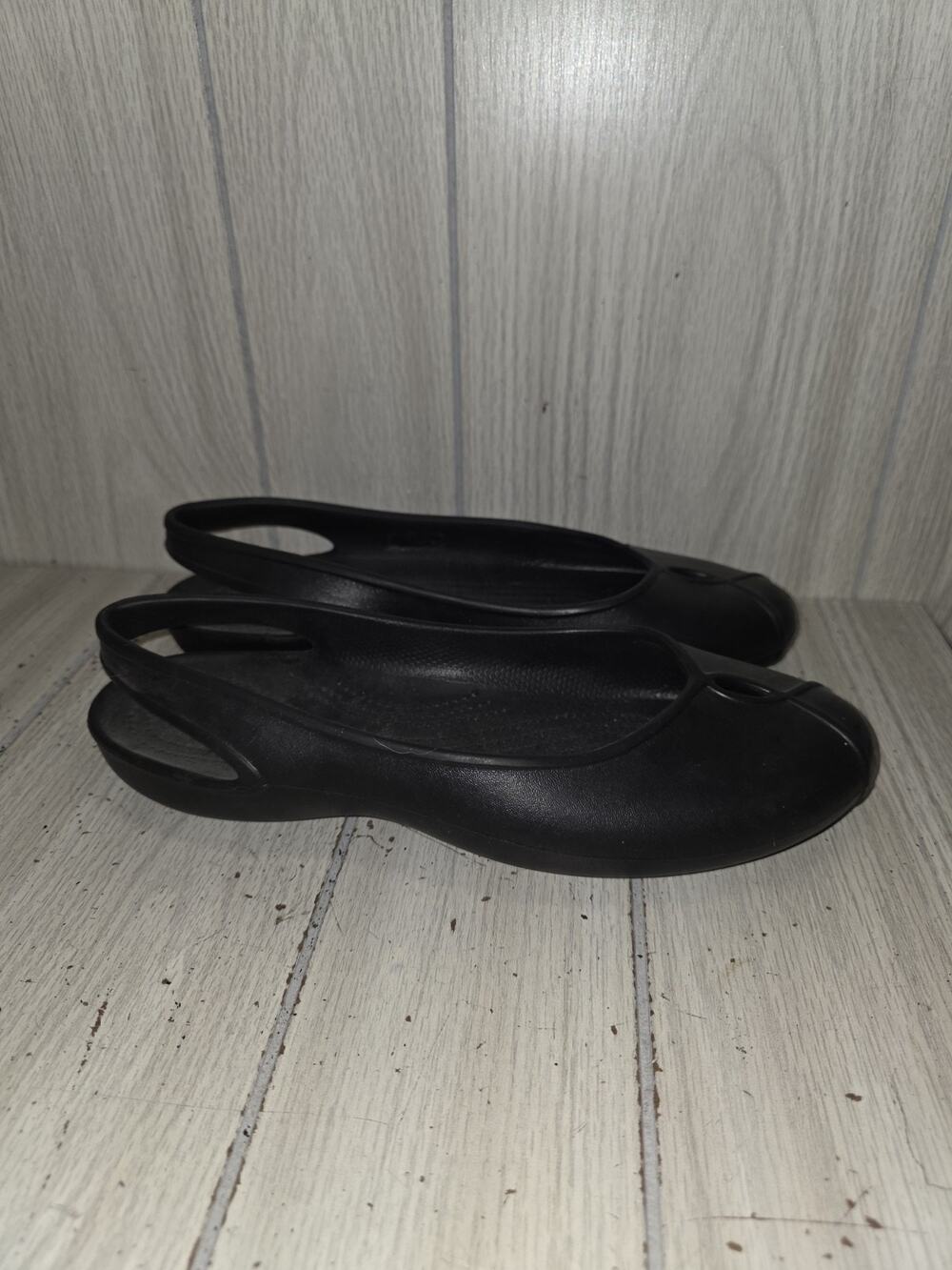 Crocs Women's Black Kaddie Ballet Flats Slip-On Shoes Size 11 Laser Cut Comfort